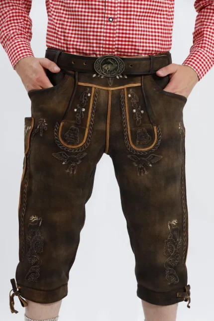 Authentic German Bundhosen For Men in Vintage Brown F