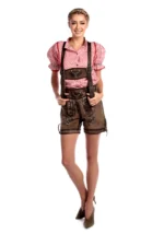 Embroidered Lederhosen for Women Coffee Brown