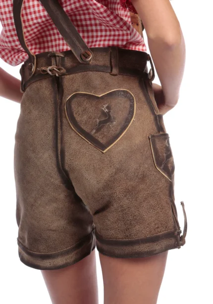 Embroidered Lederhosen for Women Coffee Brown f