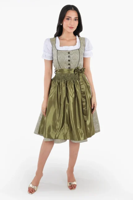 Enchanted Forest Green German Midi Dirndl Dress