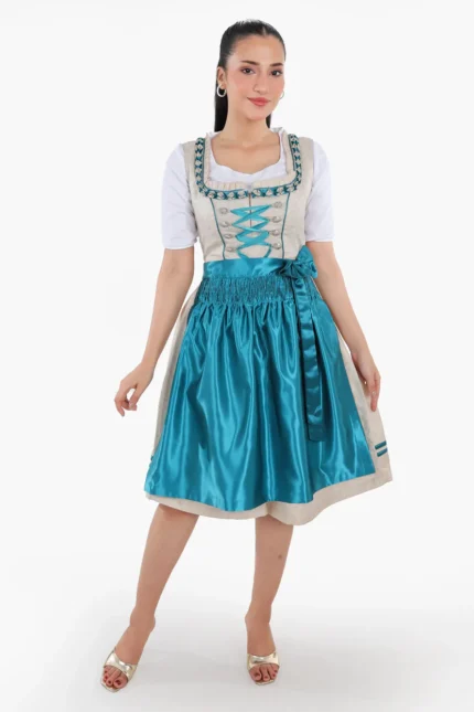 Ivory Teal Elegance Bavarian Dirndl Attire