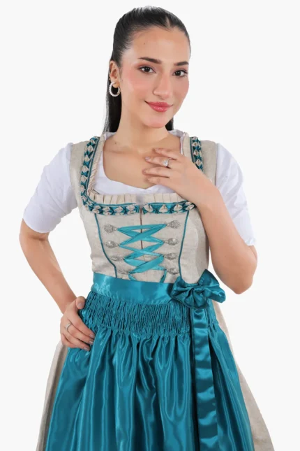 Ivory Teal Elegance Bavarian Dirndl Attire g