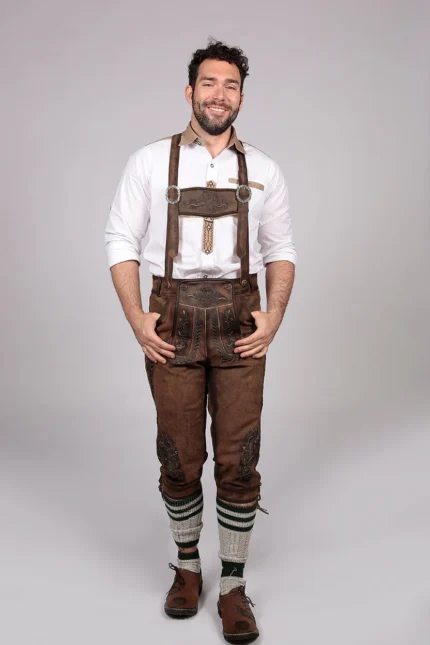 Knee Long Trachten Bundhosen Dark Brown