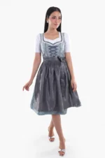 Midi Dirndl Dress Luxury Slate Blue Elegance