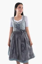 Midi Dirndl Dress Luxury Slate Blue Elegance g