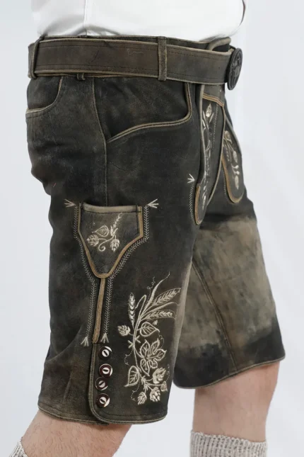 Premium German Lederhosen Men Black Rust G