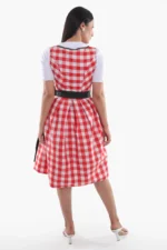 Red Checkered Bodice Traditional Dirndl Dress g