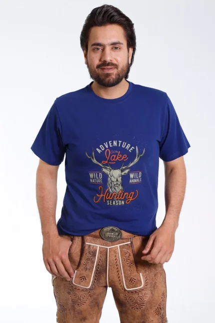 Royal Blue Alpine Mens T Shirt with Stag Graphic